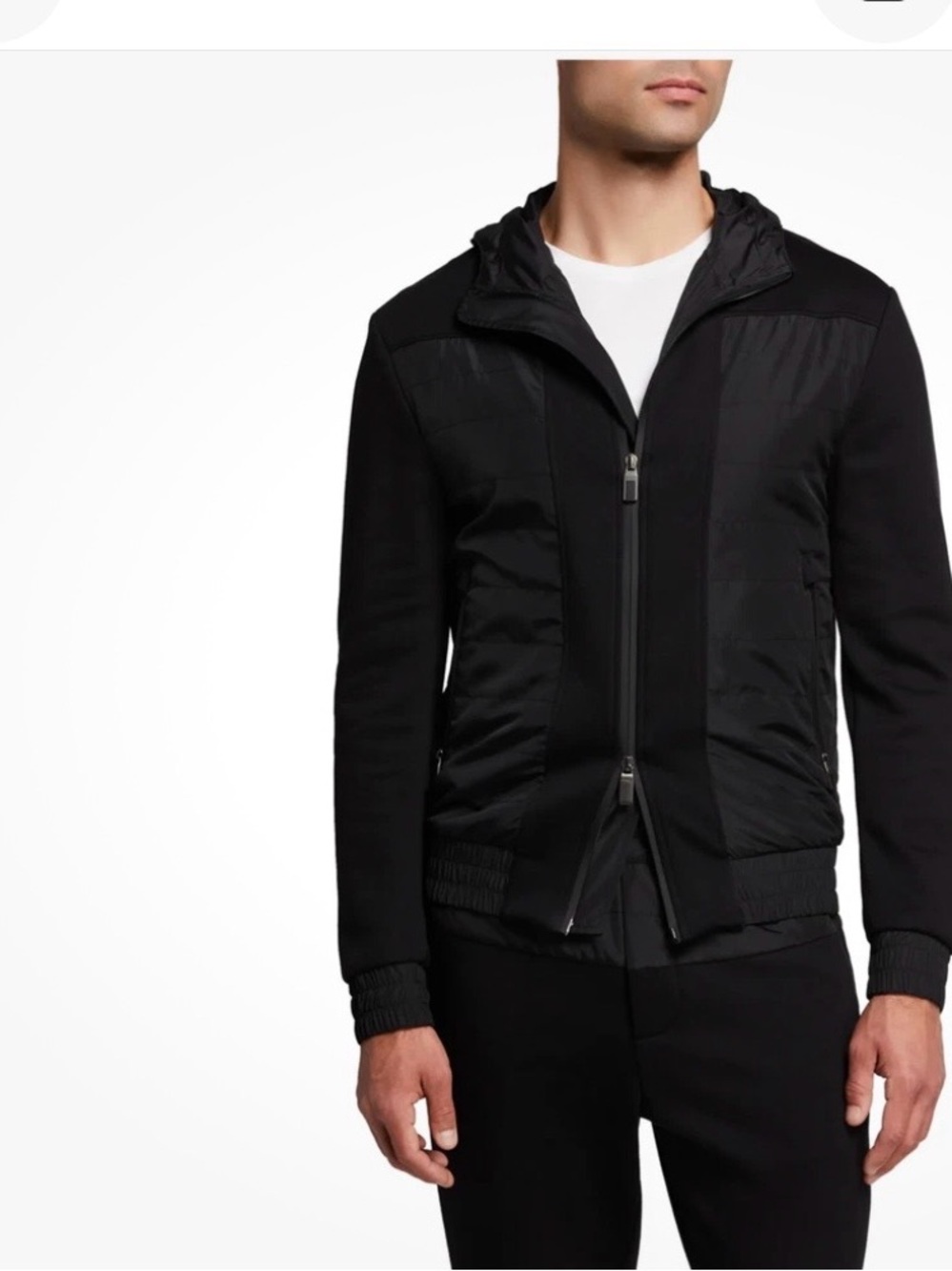 Men’s Canali Black Edition Tonal Hooded Hi-Tech Jacket Size M Black